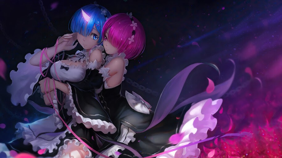 Rem, Ram, Re:Zero, Anime, Maid, Girls, 4K, #4.2784