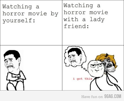 Watching a horror movie