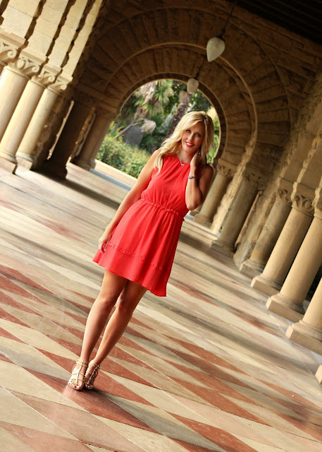 Coral Sleeveless Ruffle Dress