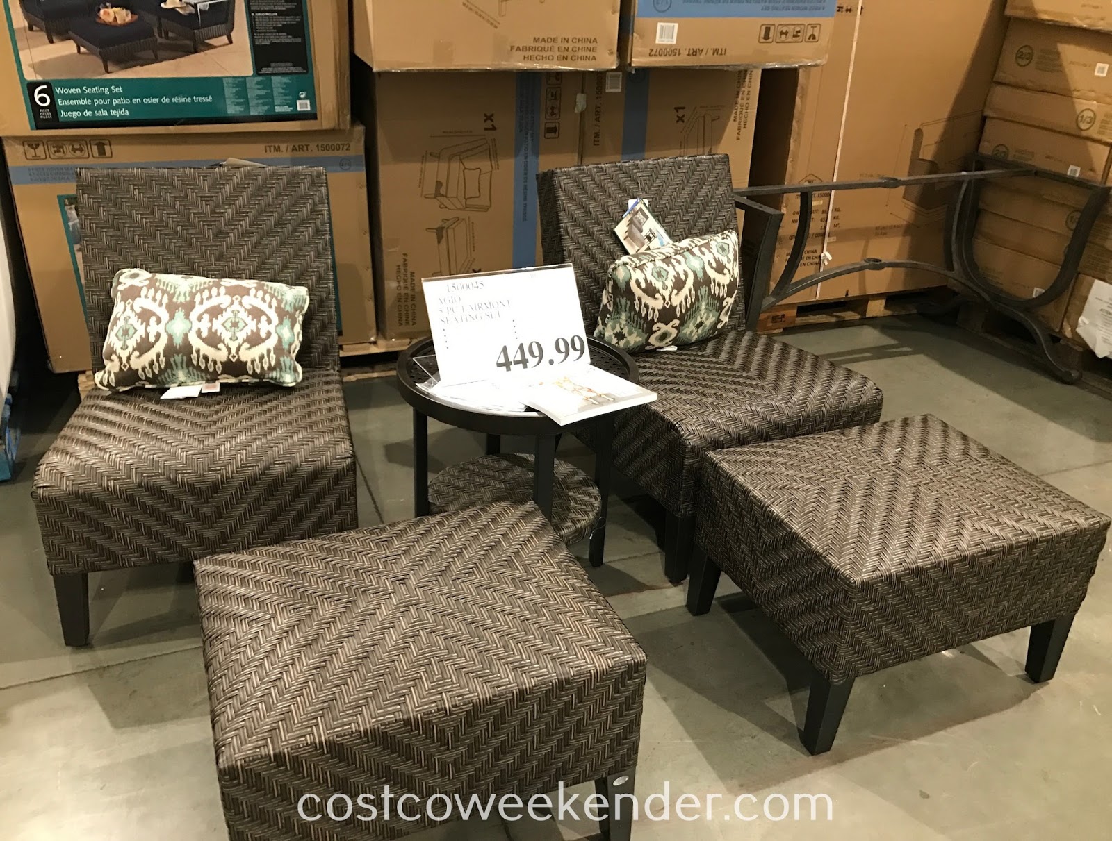 Agio International 5piece Fairmont Woven Seating Set Costco Weekender