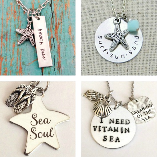 Hand Stamped Beach Necklace