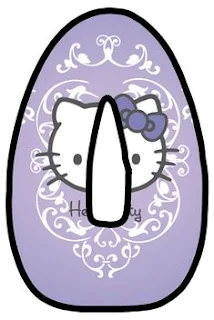 Abecedario Lila con Cara de Hello Kitty. Lilac Alphabet with Hello Kitty Face.