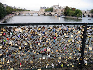 Archeveche Bridge in Paris - padlocks for lovers.