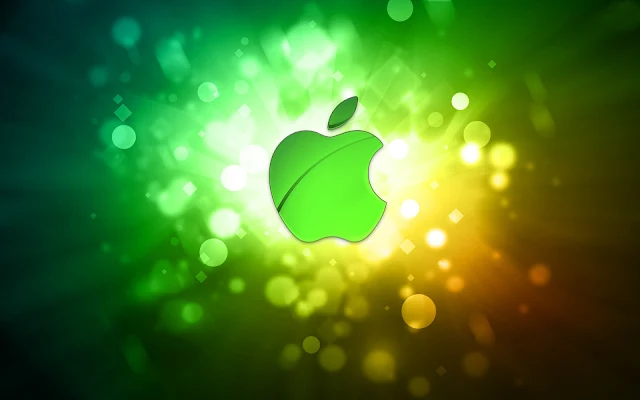 Lichtgevende Apple wallpaper met groen logo