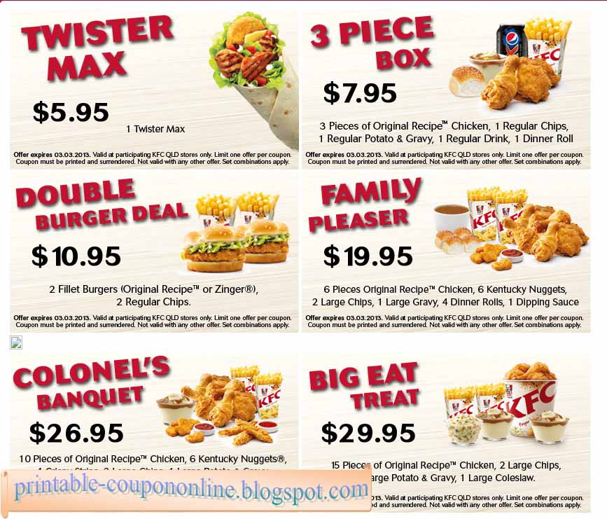 Kfc printable coupons