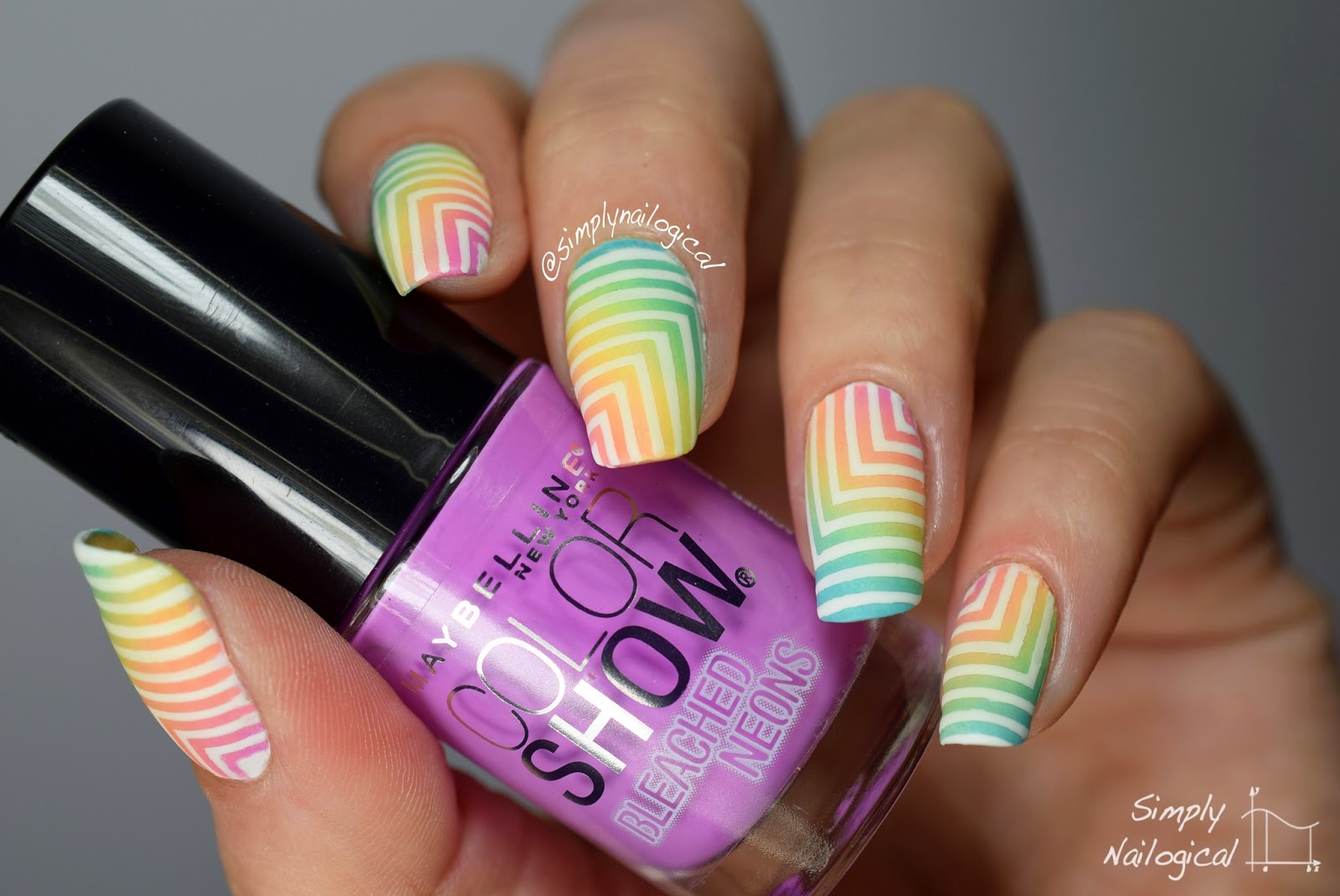 Simply Nailogical: Bleached neon corner gradient with white directional ...