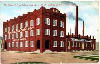 Ilustração da primeira fábrica da Pepsi-Cola na Carolina do Norte.