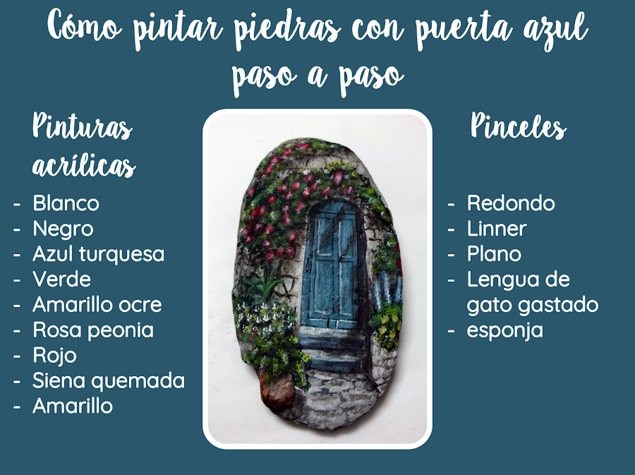 COMO PINTAR PIEDRAS CON PUERTA AZUL PASO A PASO