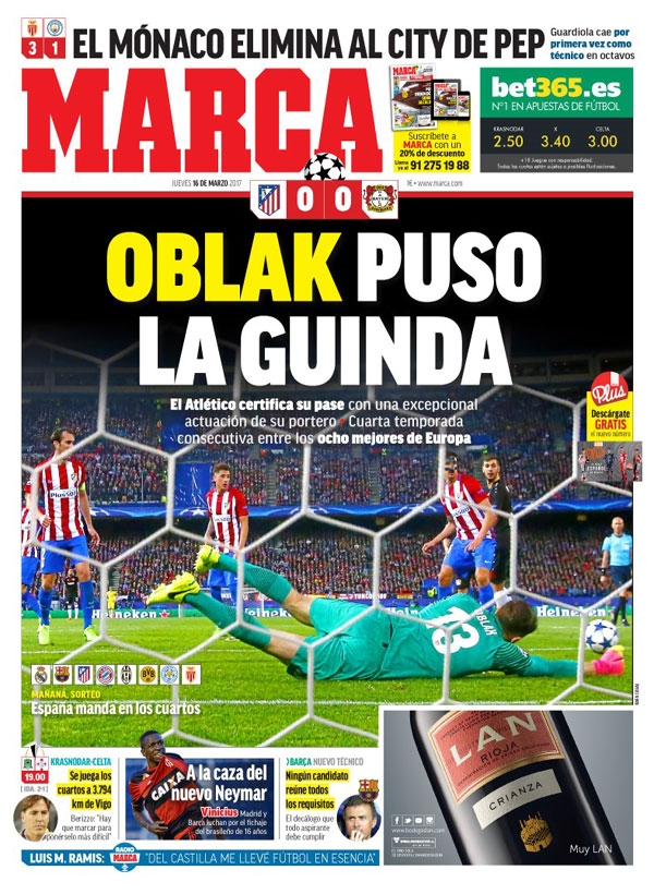 Real Madrid, Marca. "Oblak puso la guinda"