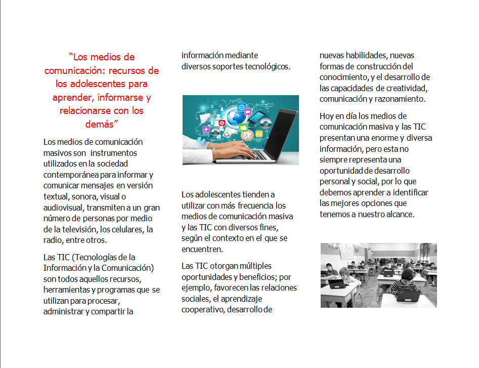 Proyectos: Formación Cívica y Ética: Proyecto 1: Los medios de