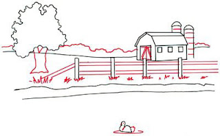 Langkah 3. Cara mudah sketsa/menggambar pemandangan kolam dengan langkah demi langkah praktis.
