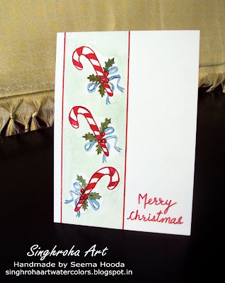 candycane, candycanes, card, greetingcards, cardmaking, challenge, christmascards, Christmas, merrychristmas, handmade, illustration, painting, watercolorcards, ‬ ‪‎paintedcard, handwritten, onelayercard,three,strip