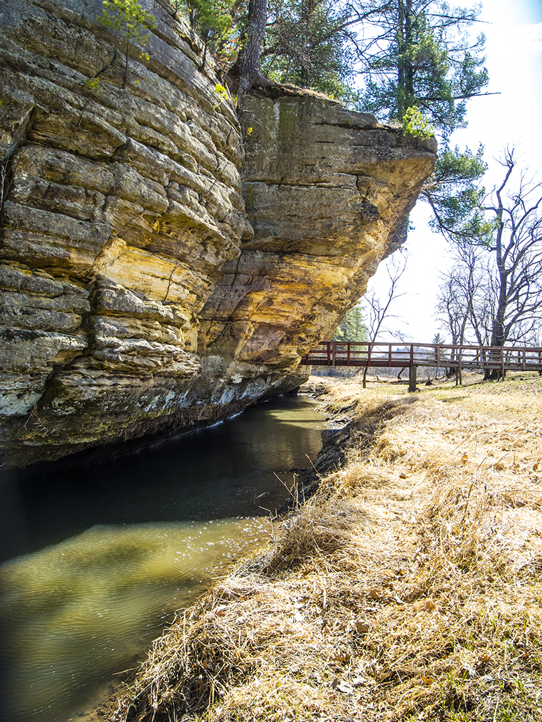 Pine river outlining the base of the escarpment like a castle moat