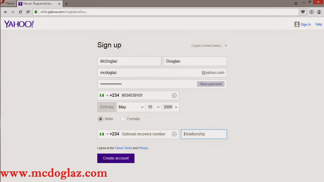 How to create a yahoo mail account mcdoglaz note