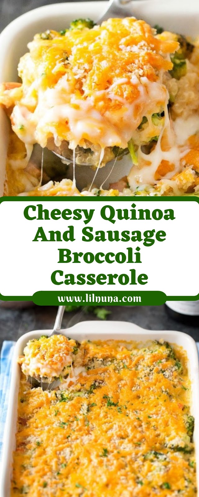 Cheesy Quinoa And Sausage Broccoli Casserole