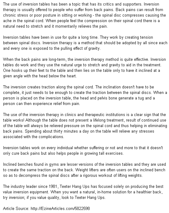 Effective Ways Do Inversion Tables Work