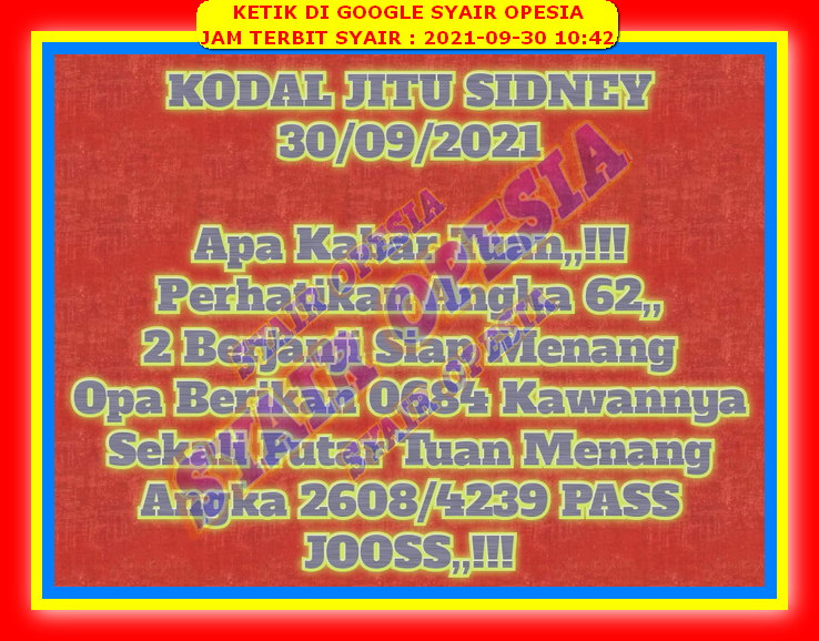 1 New Message Kode Syair Sydney 30 September 2021 Forum Syair Togel Hongkong Singapura Sydney 1 New Message Kode Syair Sydney 30 September 2021 Forum Syair Togel Hongkong Singapura Sydney