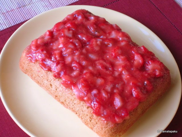 Fat Free Eggless Strawberry Snack Cake