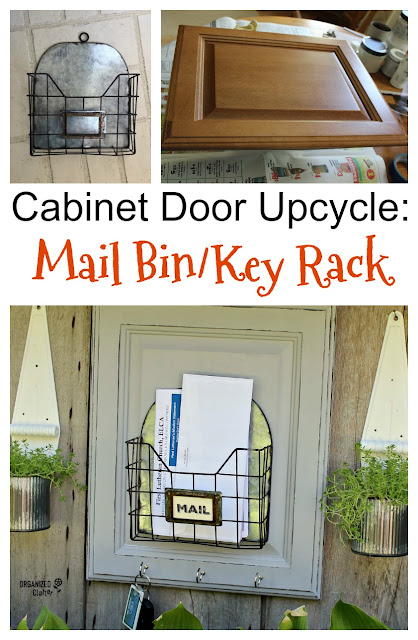 Garage Sale Wire Bin/Cabinet Door Up-Cycled for Mail & Keys