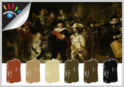 Color Palette - Kleurtinten Rembrandt van Rijn, Nachtwacht 1642 Rijksmuseum