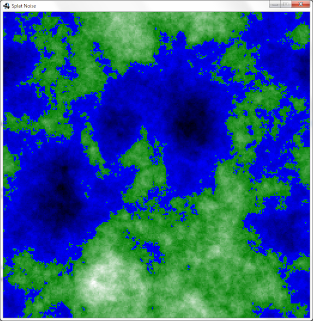 Figure 3: A map generated with randomly sized cylinders.  Despite the random arrangement of splats, this map now has both islands and continents.