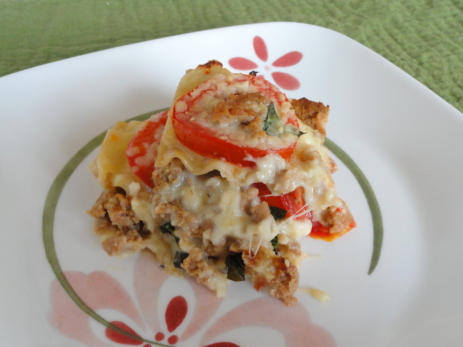 As Good As Gluten Caprese Lasagna with Spicy Turkey Sausage