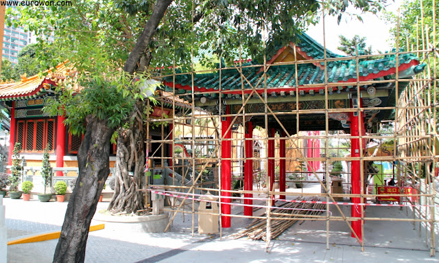 Restauración de un pabellón del templo Wong Tai Sin de Hong Kong