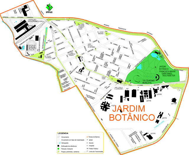 Mapa do Jardim Botânico - Curitiba