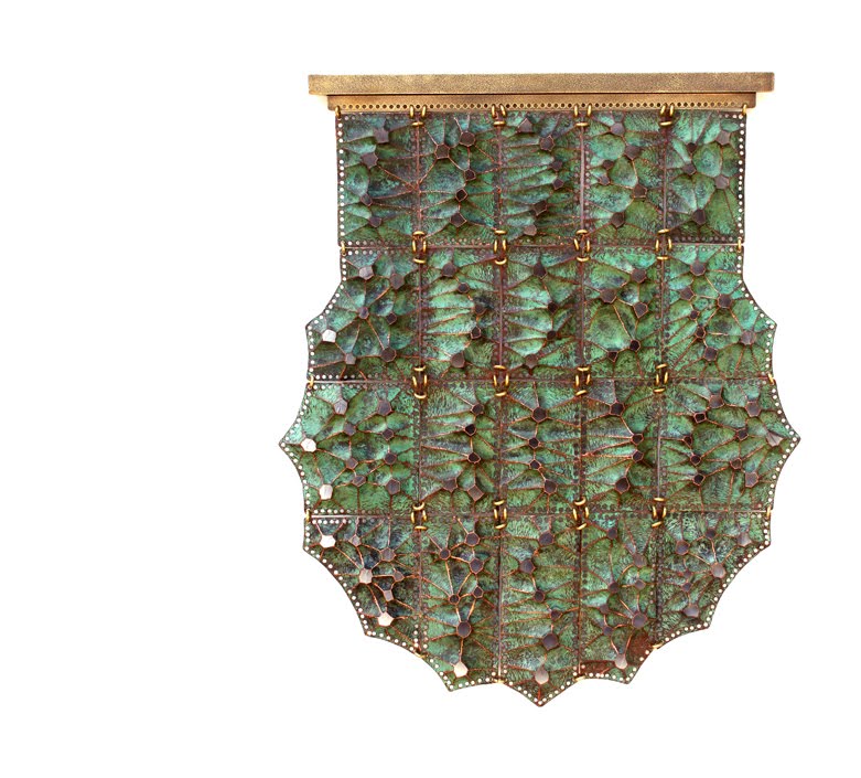 "Green Web" 2019, Hammer Formed Copper and Brass, 24" Long