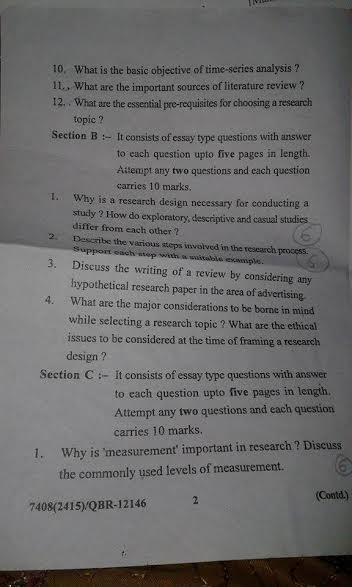 research methodology mcom part 2 question paper - gndu