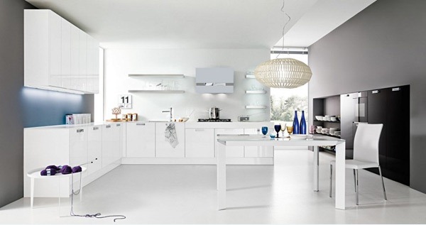 Desain Dapur Sederhana Berwarna Putih Mengkilap