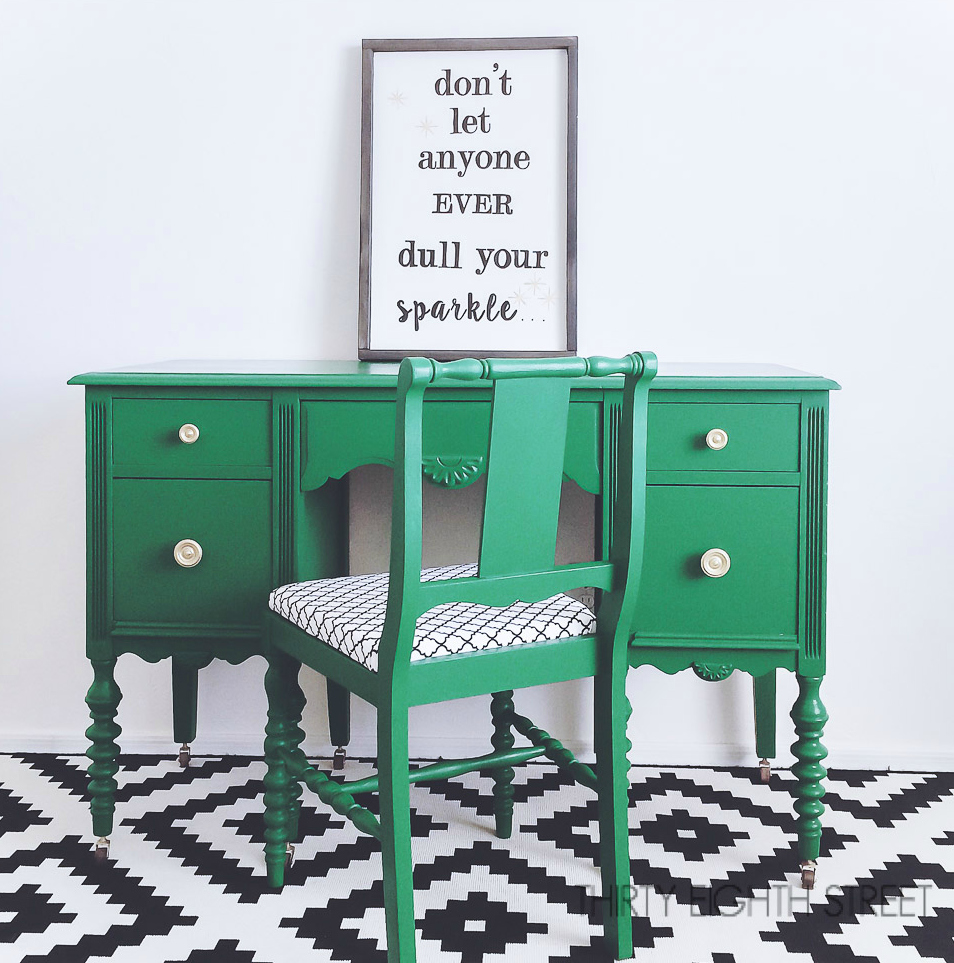 Emerald Green Painted Desk Makeover Thirty Eighth Street