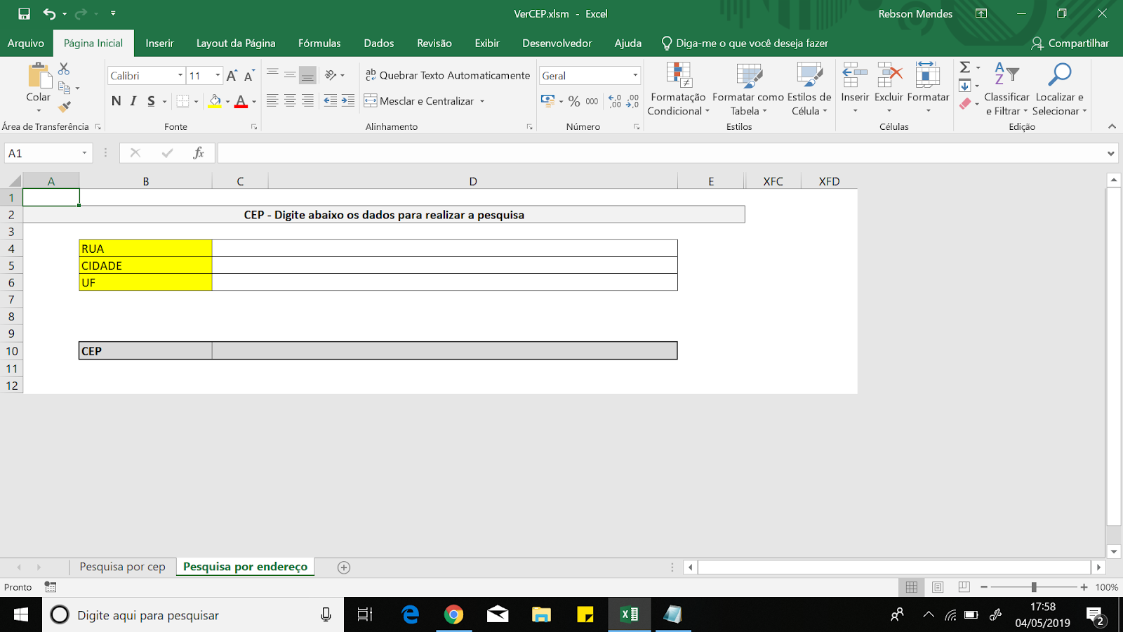Hiper Dicas by Rebson Mendes Seu blog de Excel e VBA Pesquisando CEP