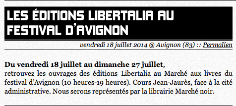 Libertalia à Avignon 2014