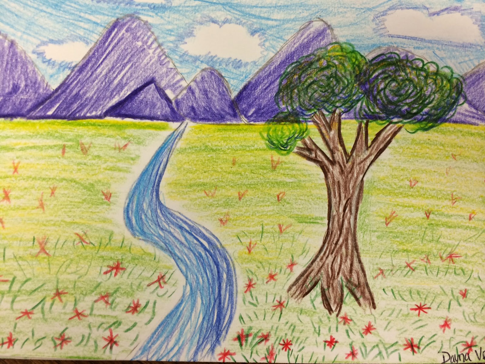 Рисунок природы карандашом легко. Пейзажи для срисовки. Пейзаж цветными карандашами для детей. Детский рисунок природа. Красивые пейзажи для срисовки.