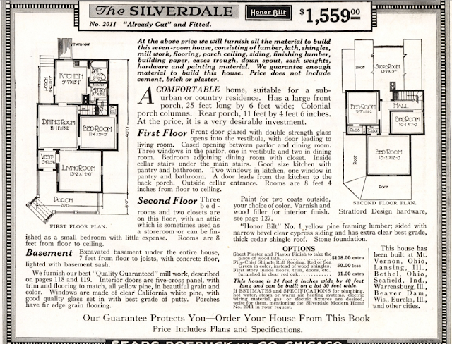 floor plan of first floor of the 1918 Sears Silverdale, showing a bathroom in the back right corner