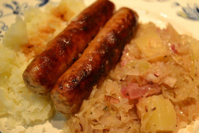 Dinner For Two: Sauerkraut and Bratwurst (Brats)