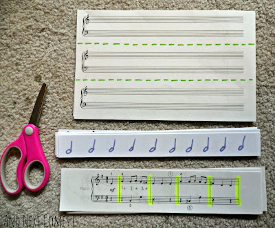 Music themed cutting tray for fine motor development from And Next Comes L