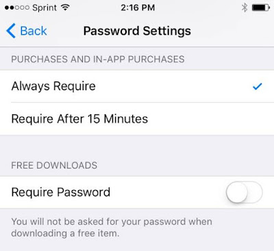 iphone password settings