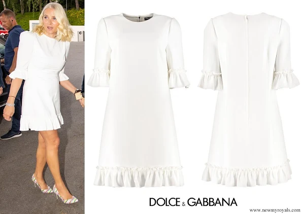 Crown Princess Mette-Marit wore a new ruffled cady mini dress by Dolce & Gabbana