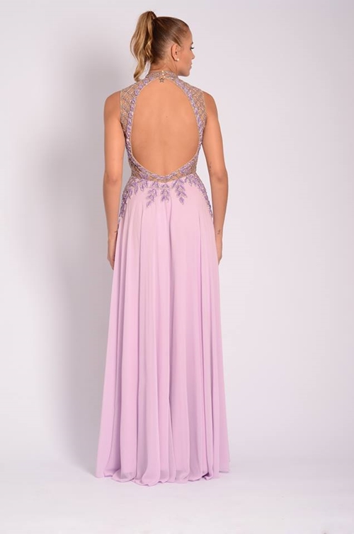 vestido de festa lilás