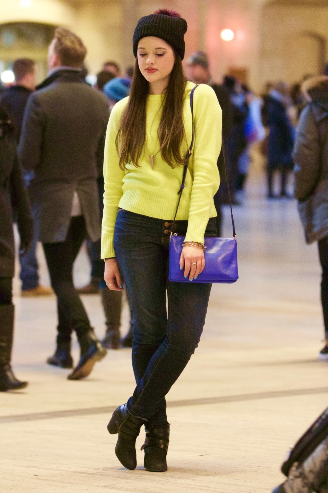 bright yellow sweater