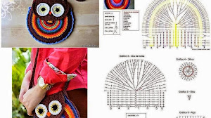 Cartera con diseño de búho al crochet