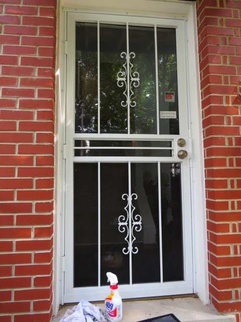 view of security storm door from outside