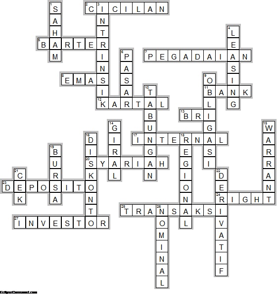 SATU ILMU SOAL TEKA TEKI SILANG BAB 6 UANG DAN LEMBAGA