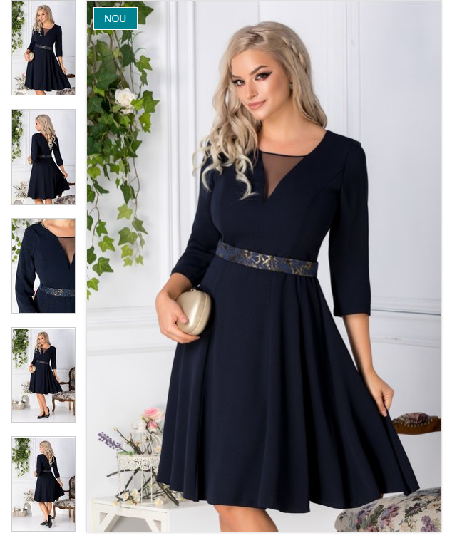 Rochie de nunta bleumarin eleganta de ocazie Decolteu cu voal Spate decupat Rochie de nunta bleumarin eleganta de ocazie Decolteu cu voal Spate decupat