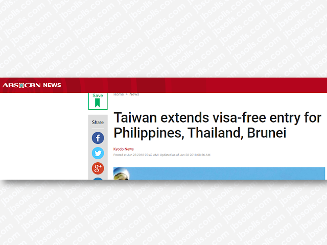 The visa-free travel program for travelers to Taiwan from neighboring Asian countries like Philippines, Thailand, and Brunei will be extended until  July 2019. Taiwan started a trial one-year visa-free travel regime for visitors from Thailand and Brunei in August 2016. Filipino tourists were added to the program last November for an initial trial period of nine months.  However, with the new extensions, the number of days travelers from Thailand and Brunei for visiting Taiwan visa-free is reduced from 30 days to 14 days,  just the same as that of travelers from the Philippines currently enjoy. Advertisement        Sponsored Links     The visa-free program is part of the government's effort to increase the number of tourists from countries included in its "New Southbound Policy" covering the 10 Southeast Asian countries, six South Asian countries, Australia and New Zealand.  Its purpose is to is aimed to offset a significant slump in tourists from mainland China since 2016 when President Tsai Ying-wen of the independence-leaning Democratic Progressive Party took office.  Since Taiwan started giving free entry visa for the 18 "Southbound" countries in August 2016, the number of visitors from those countries has significantly risen.  Statistics show that visitors from the Philipines reached to about 290,000 visitors last year, higher than 172,000 the previous year. The number of visitors from Thailand last year was more than 292,000, from 195,000 in 2017.  Malaysians and Singaporeans already enjoy full 30-day visa-free entry to Taiwan, while New Zealanders enjoy full 90-day visa-free entry and Australians enjoy the same on a trial basis until Dec. 31.    Manila Economic and Cultural Office (MECO) said there are some 150,000 Filipinos working in Taiwan, mostly in the manufacturing and fisheries sector.    READ MORE: Can A Family Of Five Survive With P10K Income In A Month?    DTI Offers P5K To P200K To Small Business Owners    How Filipinos Can Get Free Oman Visa?    Do You Know The Effects Of Too Much Bad News To Your Body?    Authorized Travel Agency To Process Temporary Visa Bound to South Korea    Who Can Skip Online Appointment And Use The DFA Courtesy Lane For Passport Processing?    P200-Subsidy To Minimum Wage Earners Nationwide— DOLE    80,000 Filipino Seafarers at the Brink Of Losing Jobs?    Complete List Of Contacts For OFWs In The UAE  Leptospirosis Awareness, Causes And Prevention