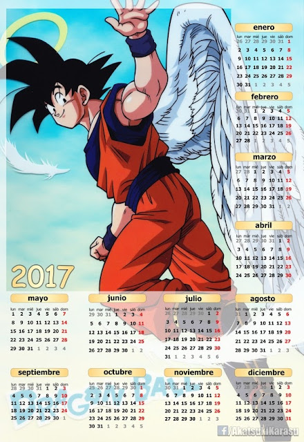 calendario 2017 anime dbz