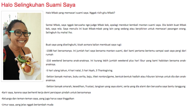 Siapa yang Kuat Nahan Air Mata, Wanita Ini Sapa Selingkuhan Suami Lewat Blog Pribadi Siapa yang Kuat Nahan Air Mata, Wanita Ini Sapa Selingkuhan Suami Lewat Blog Pribadi