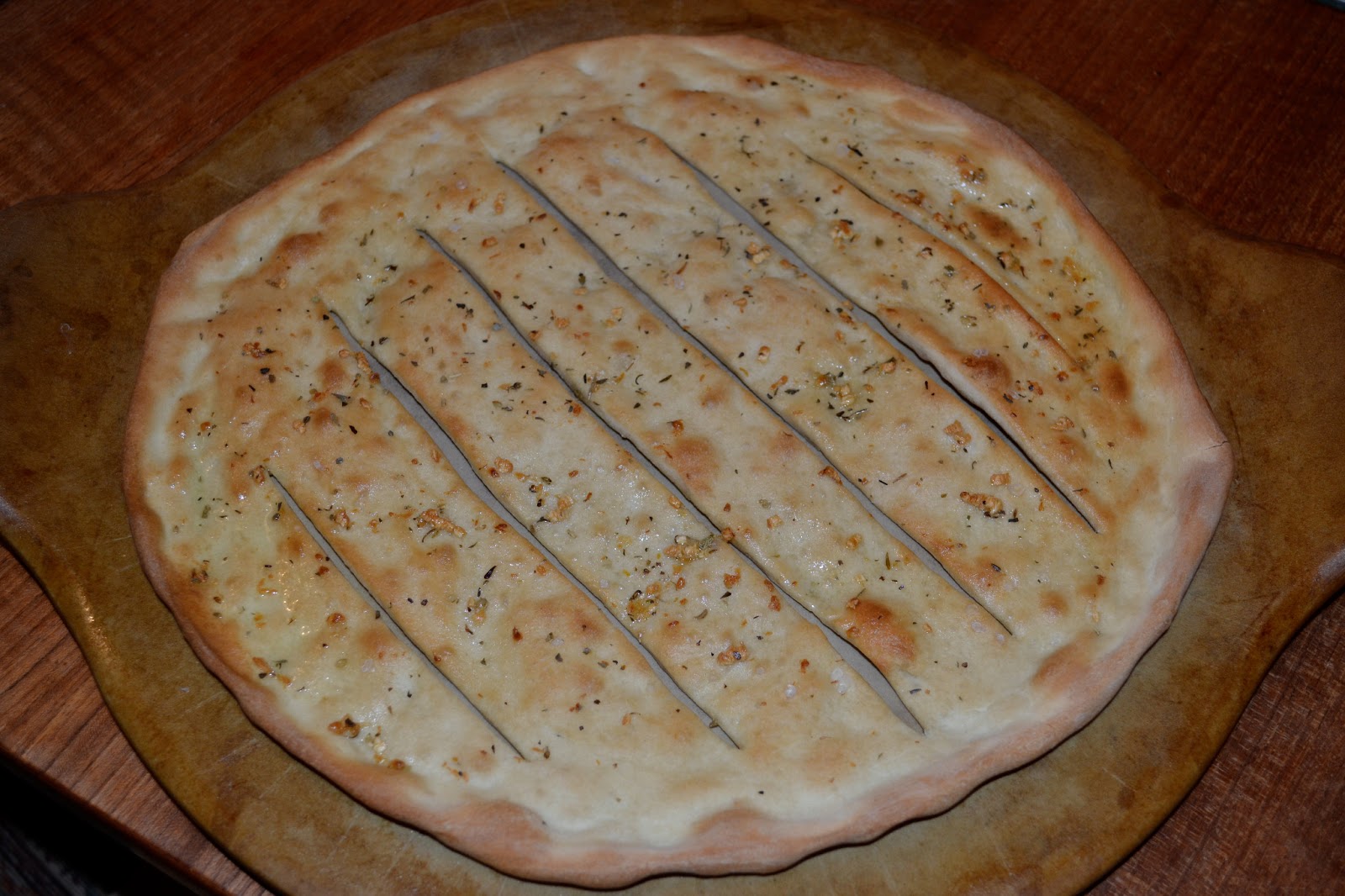 My Pampered Life Garlic pizza bread (egg / dairy free and vegan)